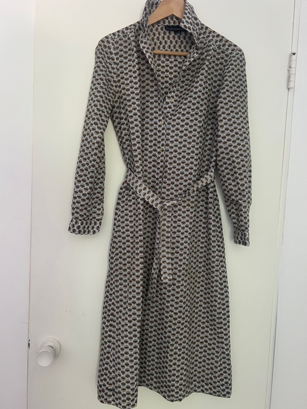 Long Sleeved Belted Shirt Dress